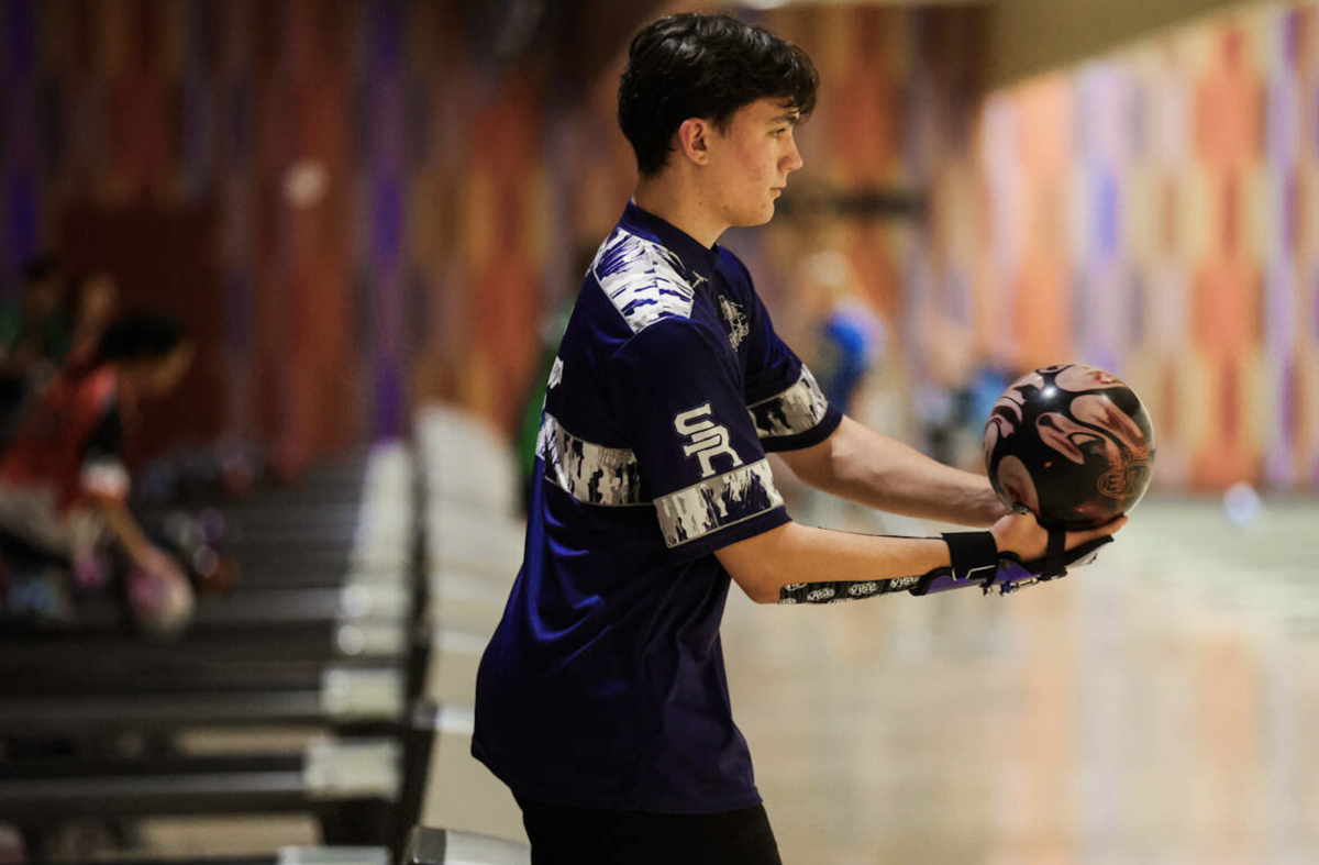 Jerrad Barczyszyn posing during the state bowling competition.